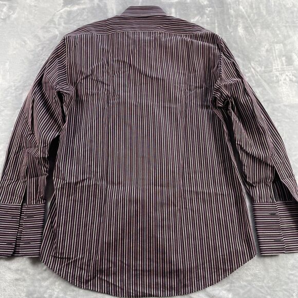 Everett Hall Dress Shirt Mens 43 17 Pink Black Striped French Cuff Made in Italy - Picture 4 of 16
